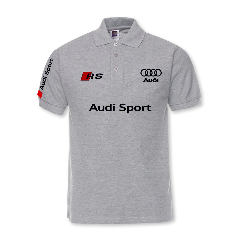 2022 Polo Audi Sport Homme Manches Courtes Sans Repassage Polo Coton Col Revers Couleur Unie